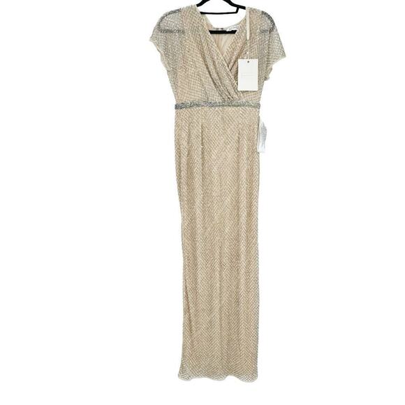 Mac Duggal 93678 Glitter Accented Fully Embellished Column Dress Nude Size 4 NWT - Picture 6 of 13